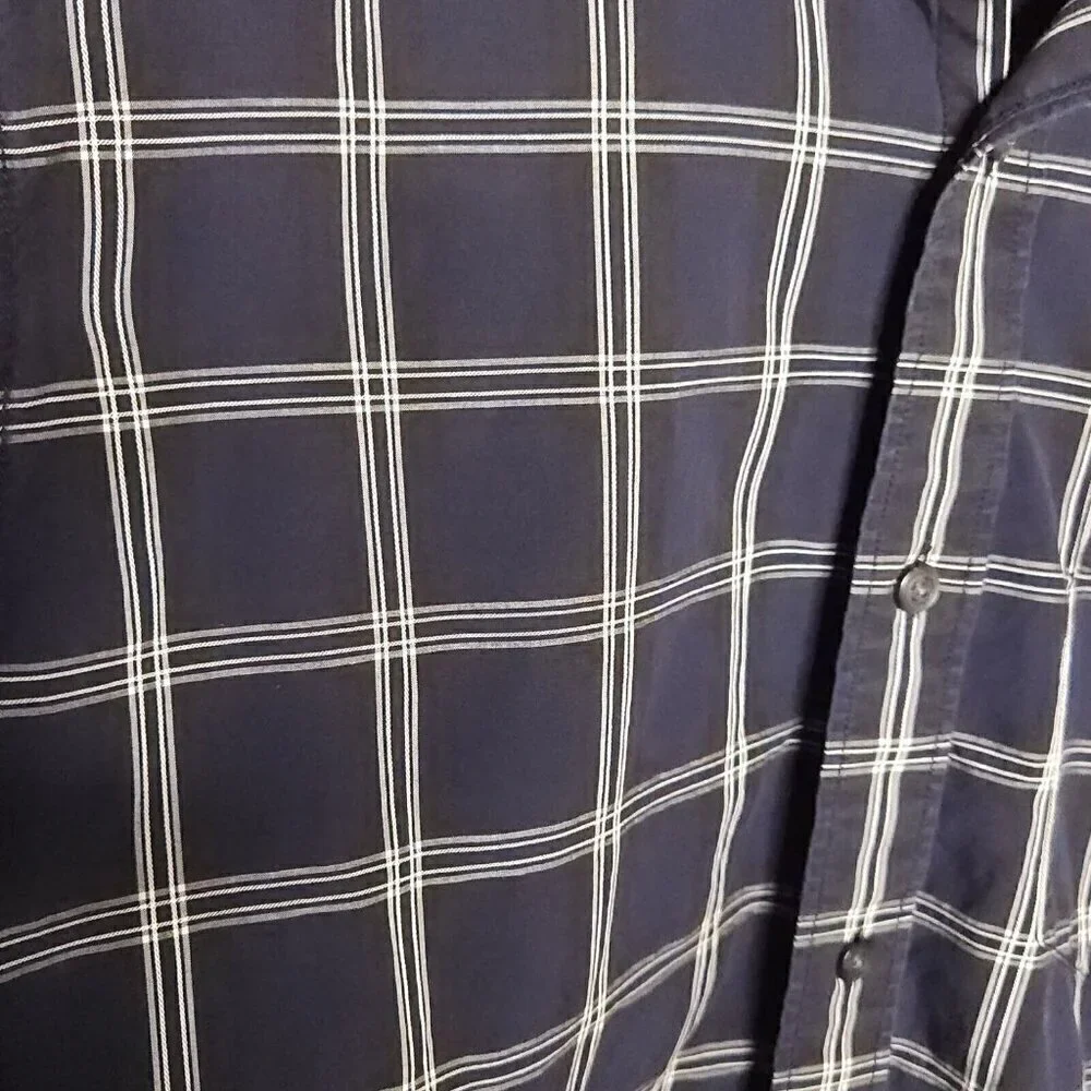 Banana Republic Blue White Classic Fit Check Button Down Medium